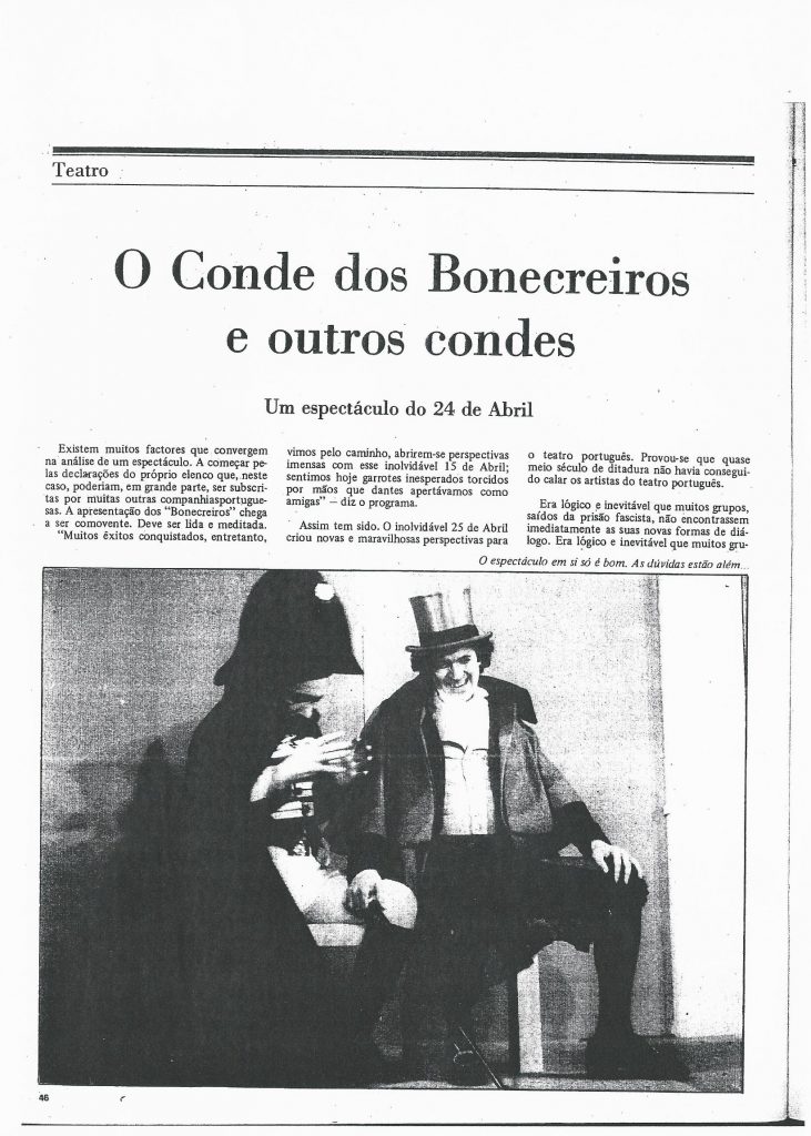 Crítica de Boal sobre o Teatro após Revolução dos Cravos, em Portugal
